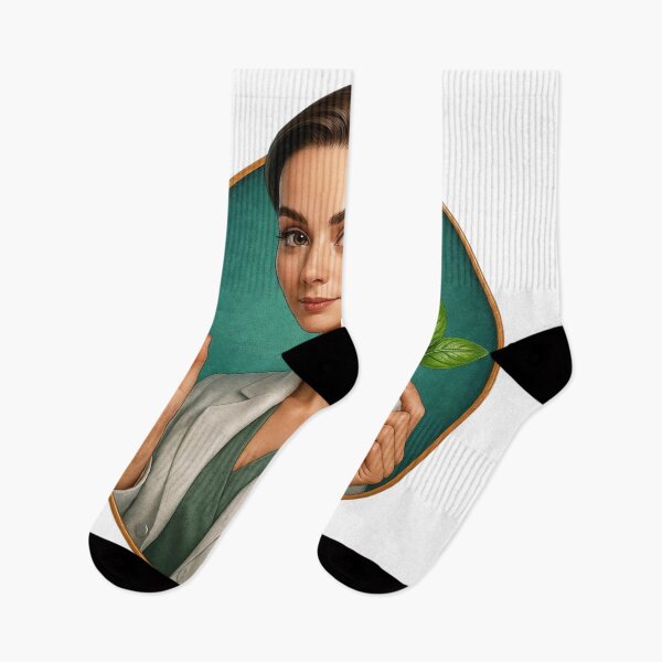 Item preview, Woman in Lab Coat Holding Amber Bottle and Green Leaves on Teal designed and sold by Creative88Art.