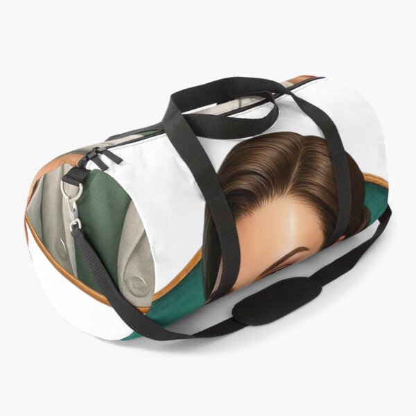 Item preview, Woman in Lab Coat Holding Amber Bottle and Green Leaves on Teal designed and sold by Creative88Art.