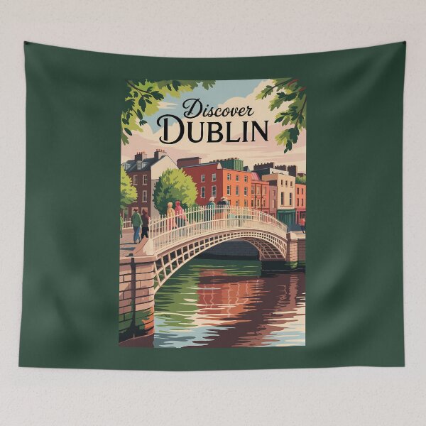 Item preview, Dublin Ireland Illustration Travel Art Vintage designed and sold by KrisSidDesigns.