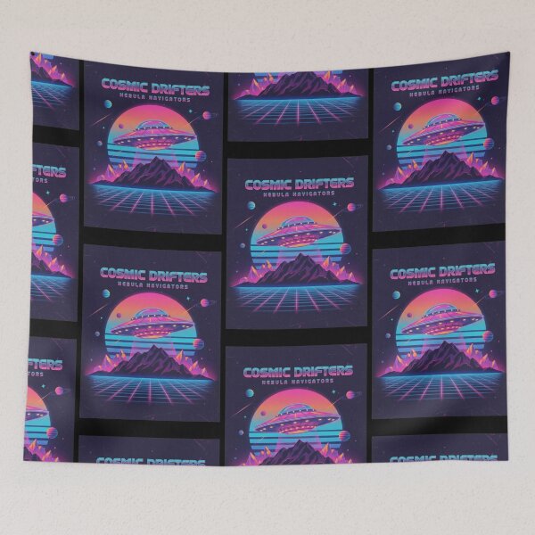 Item preview, Cosmic Drifters Nebula Navigators - Retro Wave UFO  designed and sold by Too Kool Designing .