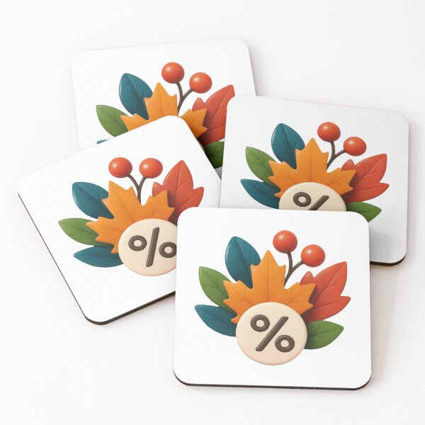 Item preview, Colorful Autumn Leaves and Berries with Percentage Symbol Icon designed and sold by Creative88Art.