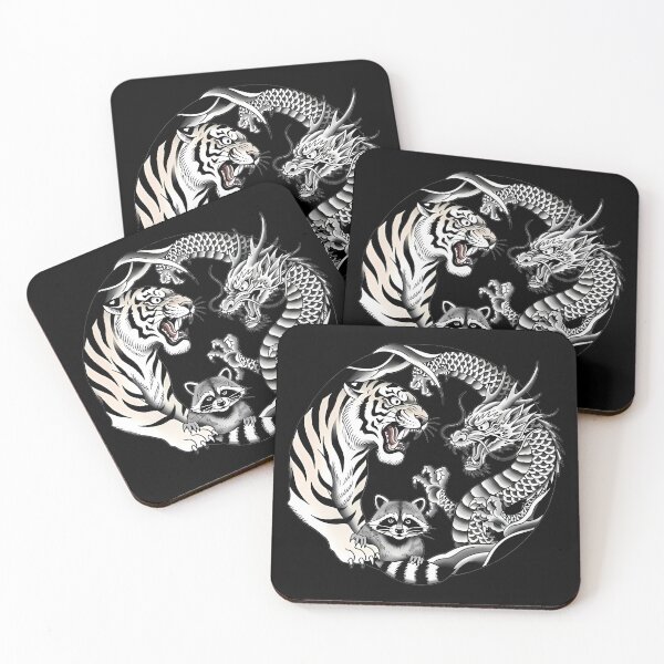 Item preview, Tiger Dragon Raccoon Yin Yang designed and sold by Linework Studio.