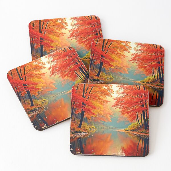 Item preview, Vibrant Autumn Forest River designed and sold by Health And Fitness Posts e-Store.