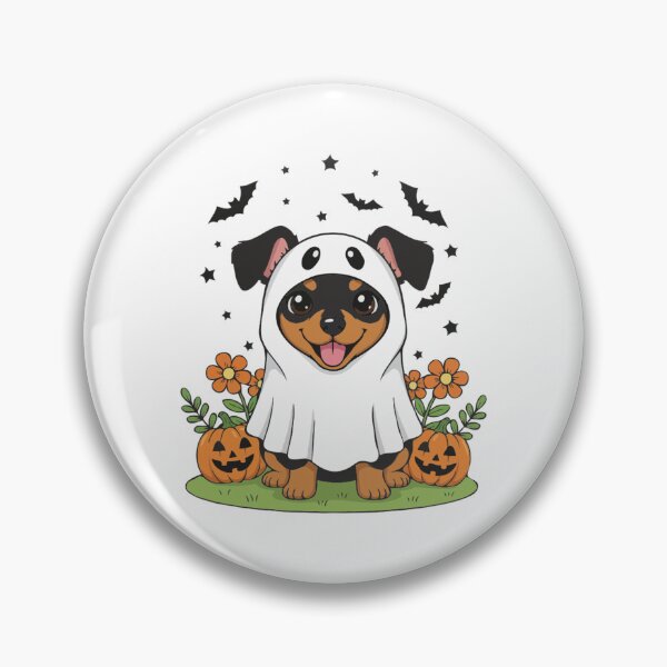 Artikelvorschau, MinPin Puppy Ghost – Süßes Halloween-Hundekostüm entworfen und verkauft von The Real Life Symphony.