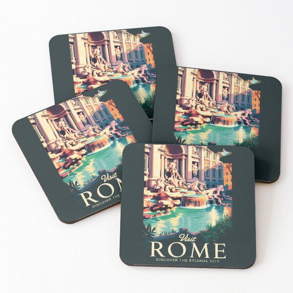 Item preview, Rome Italy Trevi Fountain Illustration Travel Art Vintage designed and sold by KrisSidDesigns.