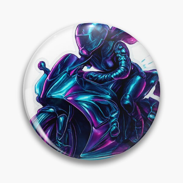 Item preview, Neon Illustration of Motorcyclist on Sports Bike with Light Streaks designed and sold by Creative88Art.