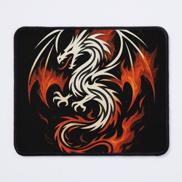 Item preview, Epic White Tribal Dragon with Flames – Epic White Tribal Dragon with Realistic Flames designed and sold by DjokosDisigns.