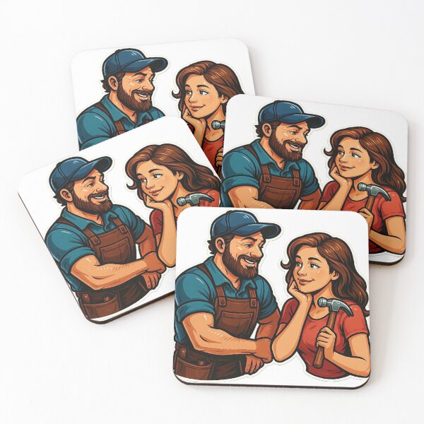Item preview, Cartoon Illustration of Two Characters in a Collaborative Scene designed and sold by Creative88Art.