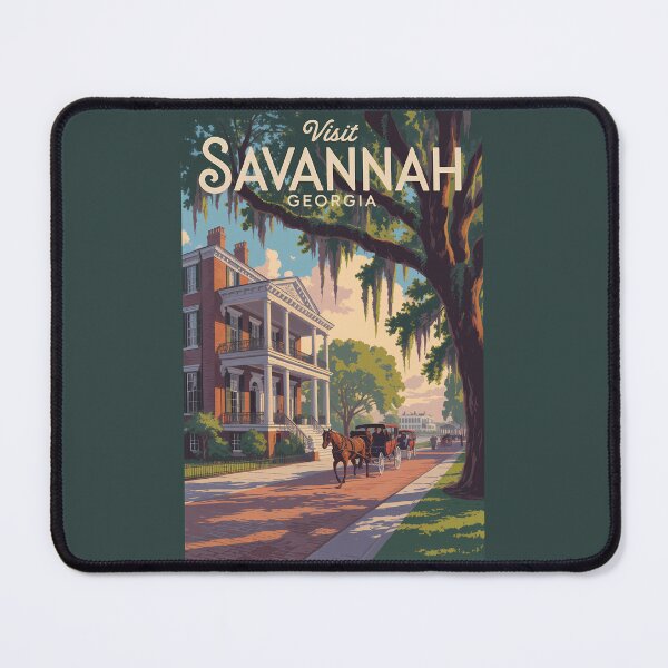 Item preview, Savannah Georgia Horse Carriage Illustration Travel Art Vintage designed and sold by KrisSidDesigns.