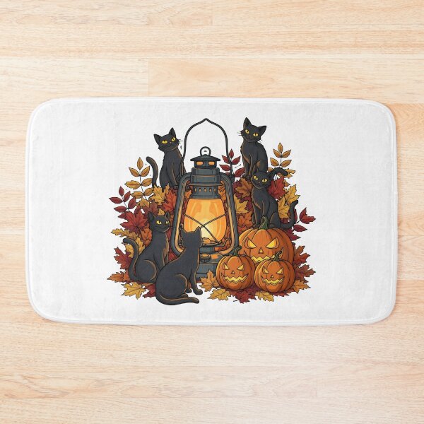 Item preview, Spooky Pumpkin Grins and Black Cats in Autumn Glow designed and sold by SplashTastic.