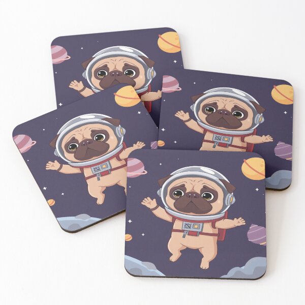 Item preview, Funny cartoon-style pug dog wearing astronaut designed and sold by Artshopprivate.