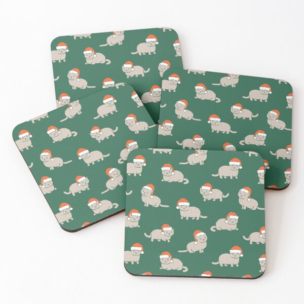 Item preview, Grumpy Christmas Cats - Green designed and sold by littlearrow.