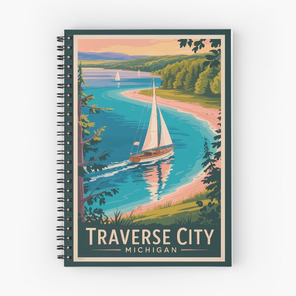 Item preview, Traverse City Michigan Illustration Travel Art Vintage designed and sold by KrisSidDesigns.
