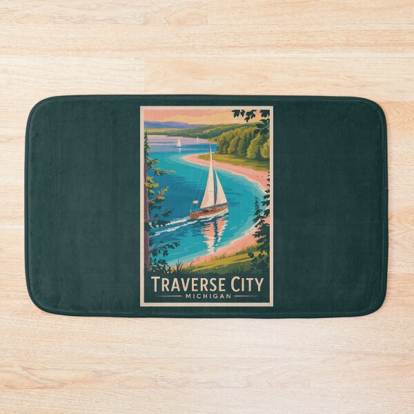 Item preview, Traverse City Michigan Illustration Travel Art Vintage designed and sold by KrisSidDesigns.