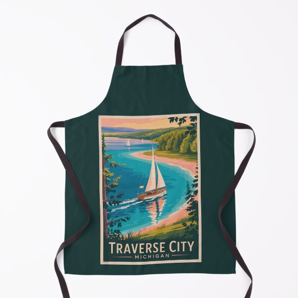 Item preview, Traverse City Michigan Illustration Travel Art Vintage designed and sold by KrisSidDesigns.