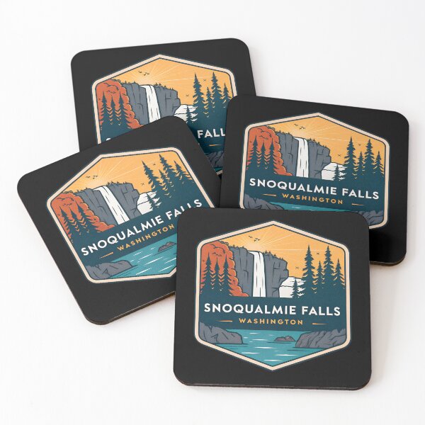 Item preview, Vintage Snoqualmie Falls Washington Badge – Retro Waterfall Illustration designed and sold by VividOrganica.