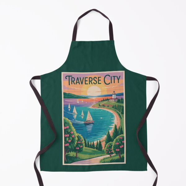 Item preview, Traverse City Lake Michigan Illustration Travel Art Vintage designed and sold by KrisSidDesigns.