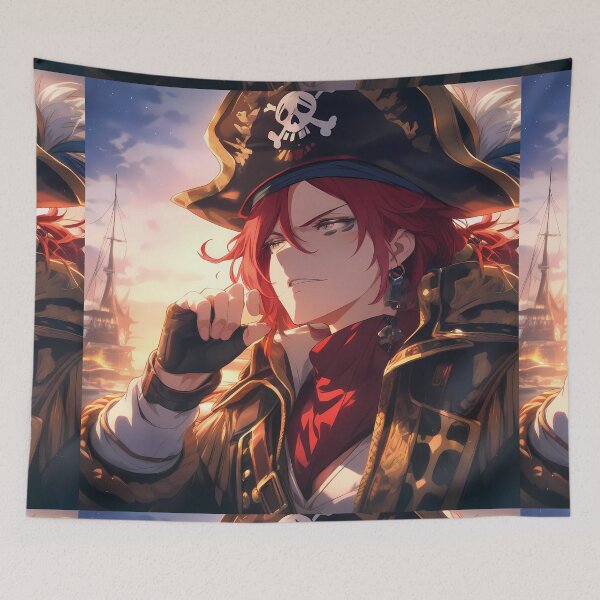 Item preview, Red Hair Pirate Woman MAn Stunning Floral Beauty designed and sold by ART ATTACK ZONE.