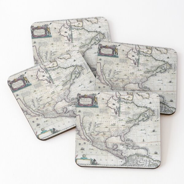 Item preview, North America ancient map from 16th century made by Hondius designed and sold by Say_it_aloud.