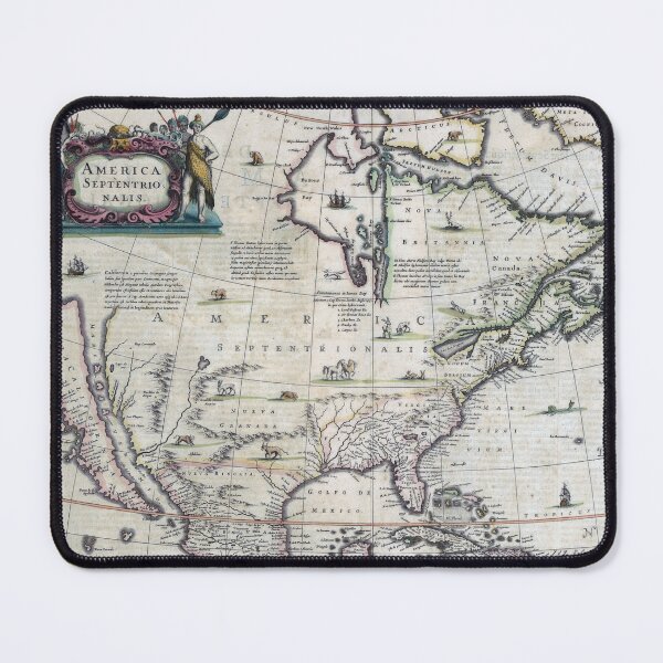 Item preview, North America ancient map from 16th century made by Hondius designed and sold by Say_it_aloud.