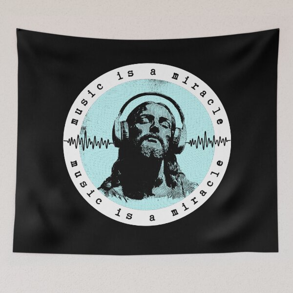 Item preview, music is a miracle, simple mural style artwork, blue designed and sold by silent-violin.