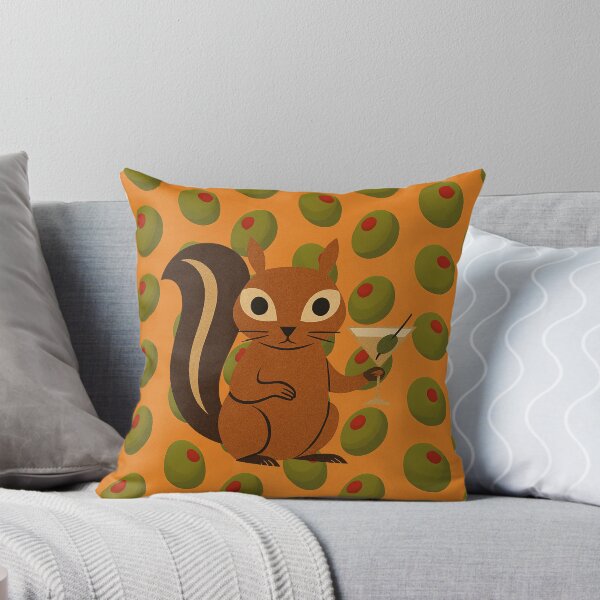 Item preview, Mid Century Modern Squirrel Art – Martini & Olives Retro Style designed and sold by Sonia Keshishian.