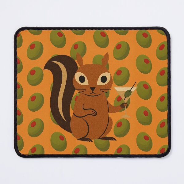 Item preview, Mid Century Modern Squirrel Art – Martini & Olives Retro Style designed and sold by Sonia Keshishian.