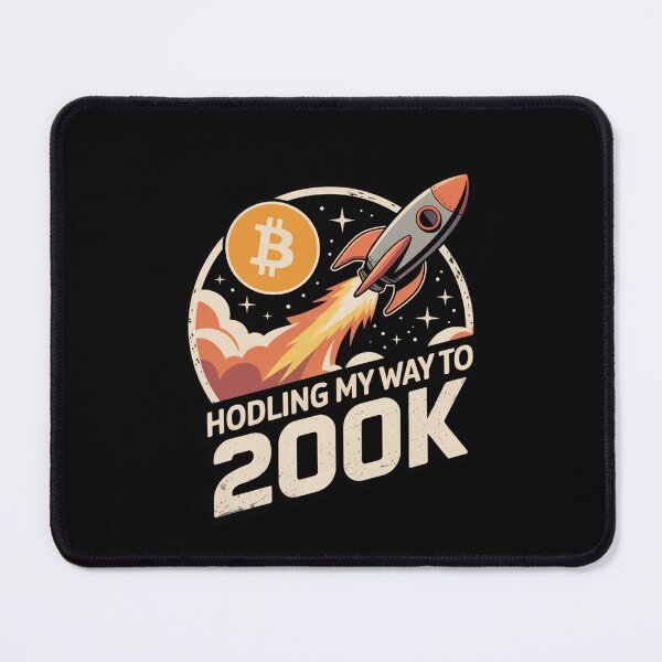 Item preview, HODLing my way to 200k, bitcoin to the moon, bitcoin crypto designed and sold by NoetherSym.