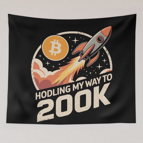 Item preview, HODLing my way to 200k, bitcoin to the moon, bitcoin crypto designed and sold by NoetherSym.