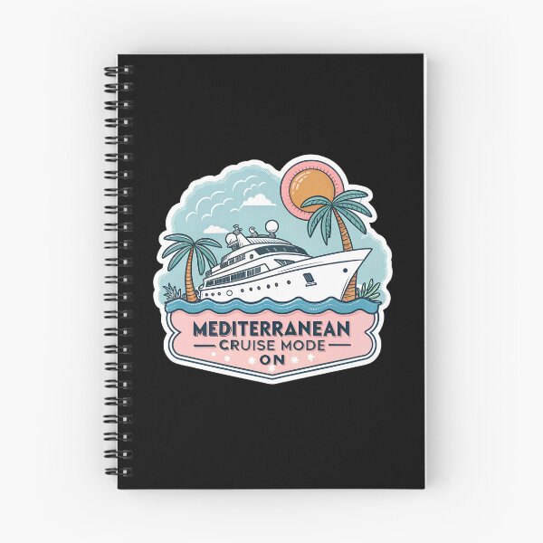 Item preview, Mediterranean Cruise Mode On Sticker – Tropical Ship and Palm Trees Cartoon Design designed and sold by VividOrganica.