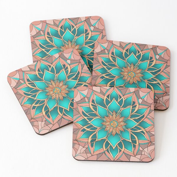 Item preview, Ocean Coral & Aquamarine Mandala #3 designed and sold by Geometric Grove.
