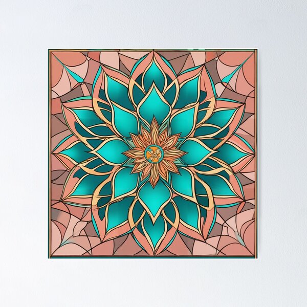 Item preview, Ocean Coral & Aquamarine Mandala #3 designed and sold by Geometric Grove.