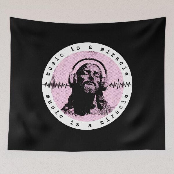 Item preview, Music is a miracle, pink mural style artwork designed and sold by silent-violin.