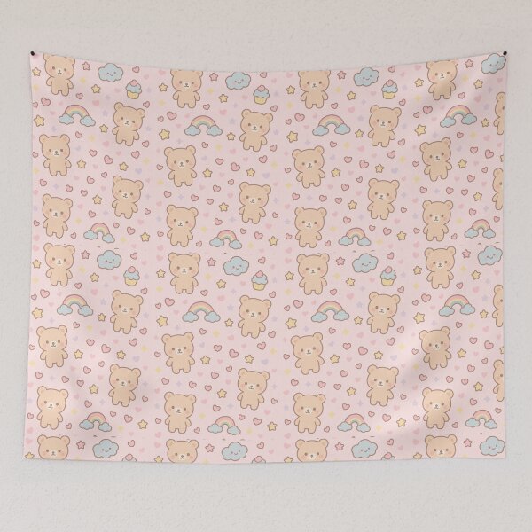 Item preview, Kawaii Teddy Bear & Rainbow Pastel Pattern designed and sold by bunnyreeaa.