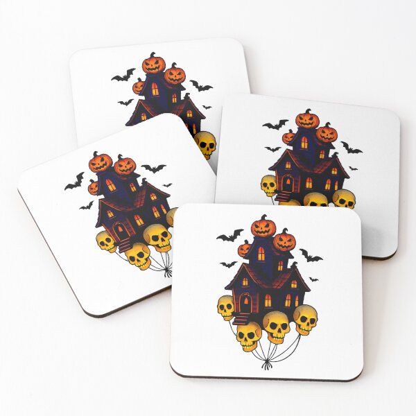 Item preview, Haunted House with Skull Balloons and Pumpkins – Spooky Halloween Gothic designed and sold by Realupp.