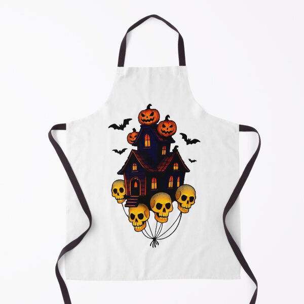 Item preview, Haunted House with Skull Balloons and Pumpkins – Spooky Halloween Gothic designed and sold by Realupp.