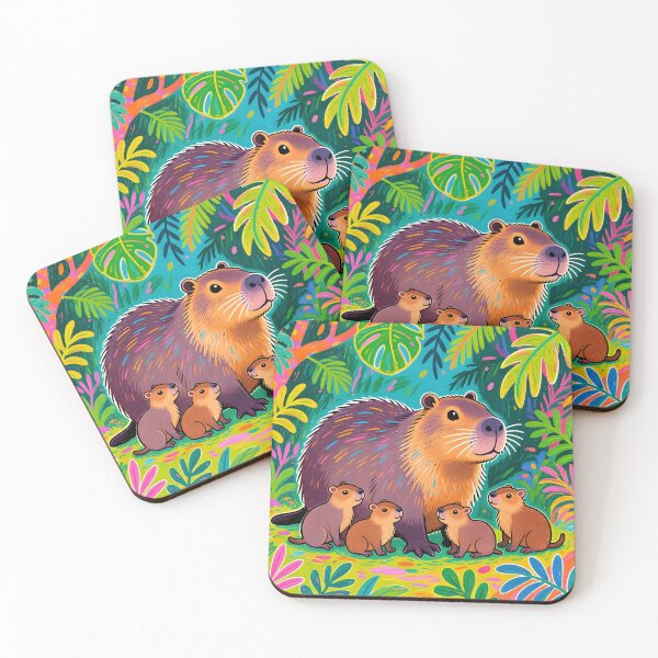 Item preview, capybara in the jungle with its young  designed and sold by Origen88.