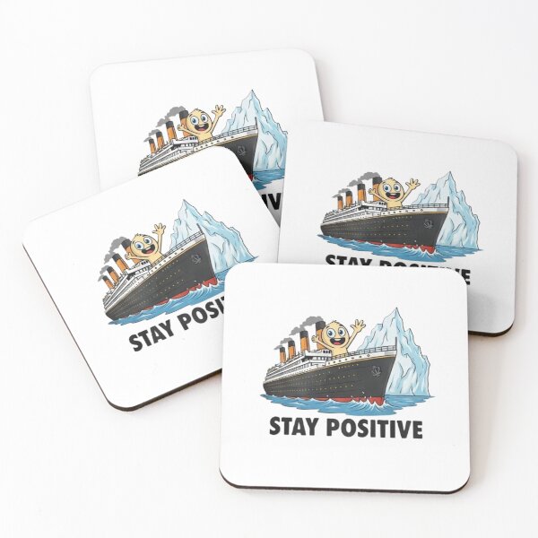 Item preview, Stay Positive – Funny Titanic Iceberg Cartoon Motivational Graphic Tee designed and sold by InkwildStudio.