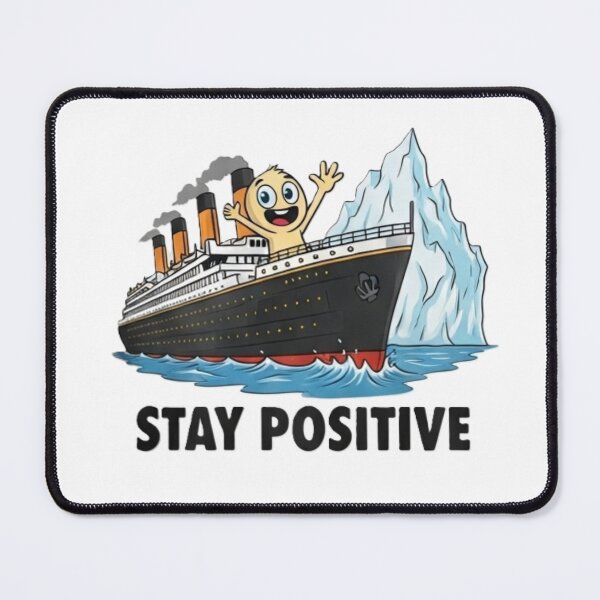 Item preview, Stay Positive – Funny Titanic Iceberg Cartoon Motivational Graphic Tee designed and sold by InkwildStudio.