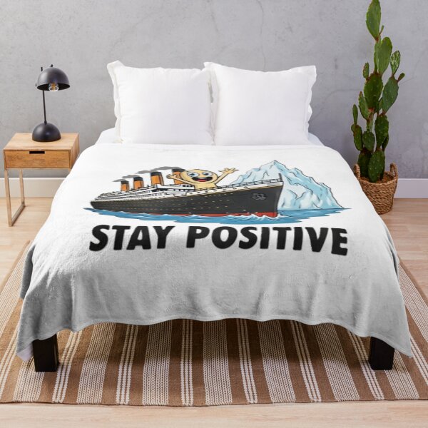Item preview, Stay Positive – Funny Titanic Iceberg Cartoon Motivational Graphic Tee designed and sold by InkwildStudio.