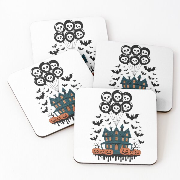 Item preview, Haunted House with Skull Balloons and Pumpkins – Spooky Halloween Gothic designed and sold by Realupp.