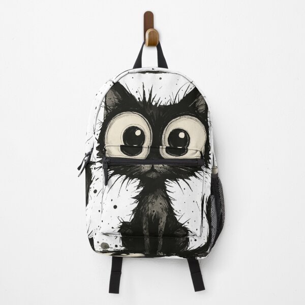 Item preview, Big Eyed Cat Sketch – Funny Black and White Cartoon Style Drawing designed and sold by Pixel-Up.