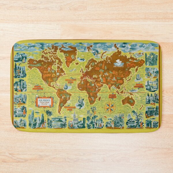 Item preview, Vintage Air France World Map Poster designed and sold by PetsArt.
