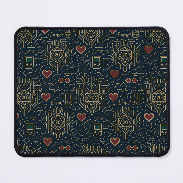 Item preview, Nerdy Chic Seamless Pattern – D20 Dice, Pixel Hearts & Retro Gameboy designed and sold by RaeStarling.