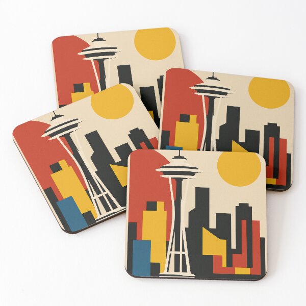 Item preview, VINTAGE Seattle Bauhaus Poster – Space Needle Skyline  designed and sold by StuckOn-Detroit.