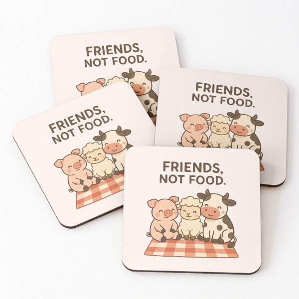 Item preview, Friends Not Food Vegan Plant Based Stop Animal Cruelty Veganism Animal Welfare Pig Sheep Cow designed and sold by Annika Shurafa.