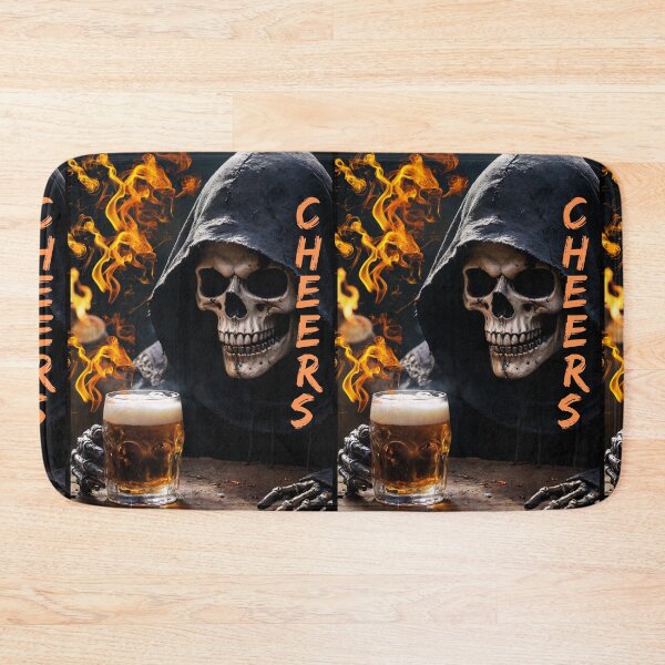 Item preview, Grim Reaper Drinking Beer - Cheers Funny Skull Art designed and sold by CamillaCreation.