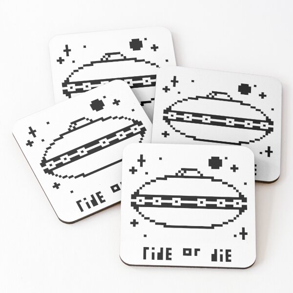 Item preview, Ride or Die UFO Saucer Original Pixel Art Alien Retro Design designed and sold by GiniasAlways.