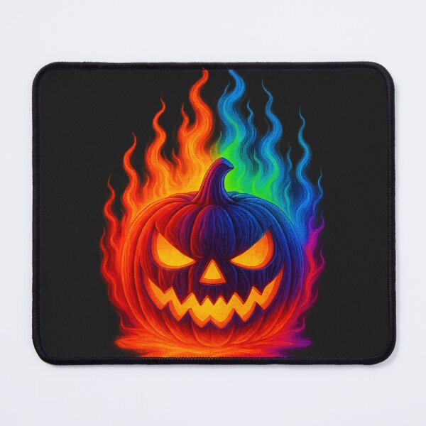 Item preview, Rainbow Flame Pumpkin – Neon Halloween Art designed and sold by ArtSpark Studio.