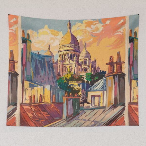 Item preview, Montmartre Paris Travel Poster | Sacré-Cœur Vintage Impressionist Art designed and sold by CARRAANN.